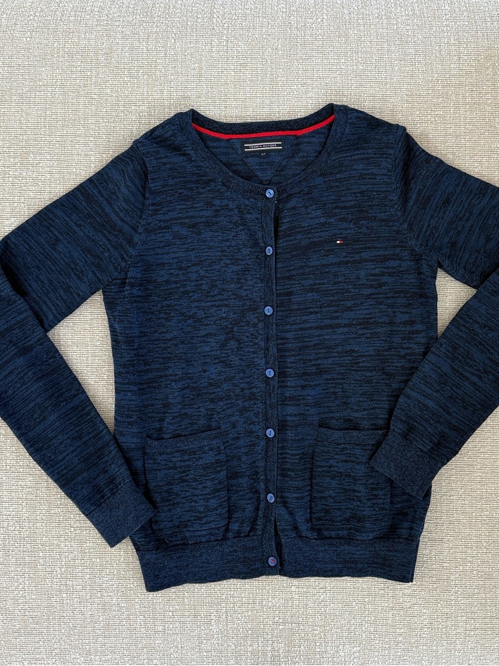 Tommy Hilfiger Navy Heather Knit Button Cardigan